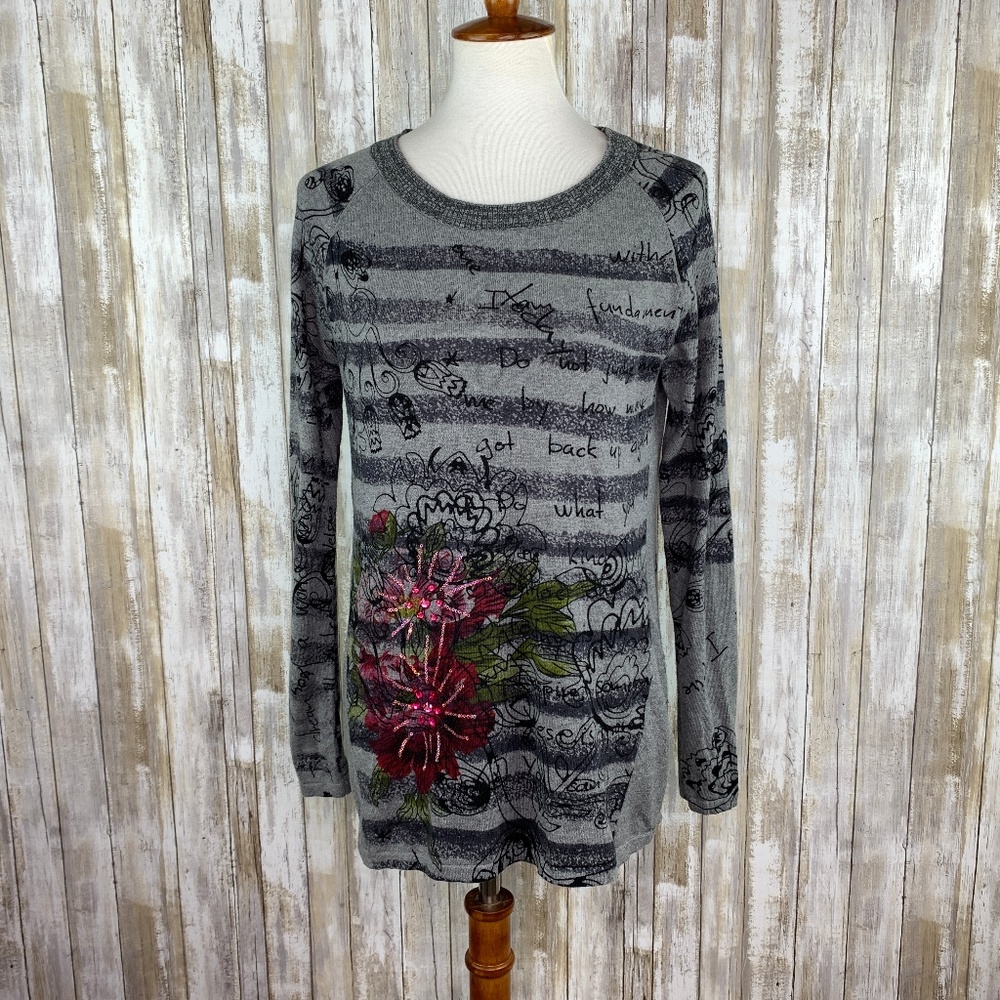 Desigual "Nelson Mandela" Embellished Sweater Sz M